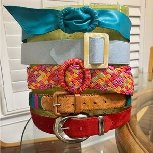 Lot of 5 Vintage Belts | Leather Suede Woven Rope Statement Styles Boho